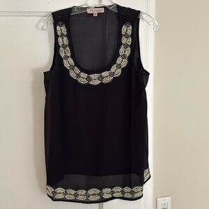 Philosophy sheer black top with beading